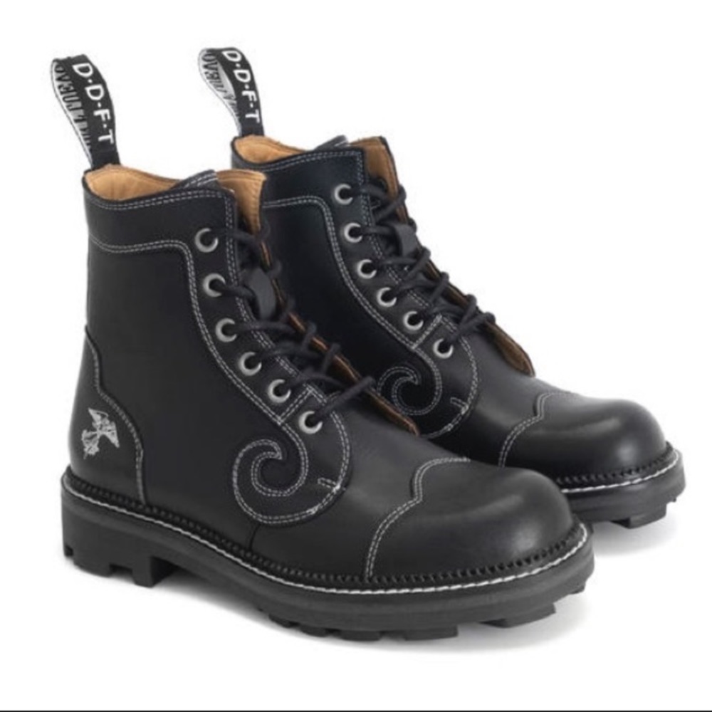 John Fleuvog Derby Swirl 7th Heaven Angel Lugged Sole Ankle Combat Boots